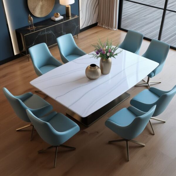 Arctic White Quartzite 8 Seater Dining Table - Image 3