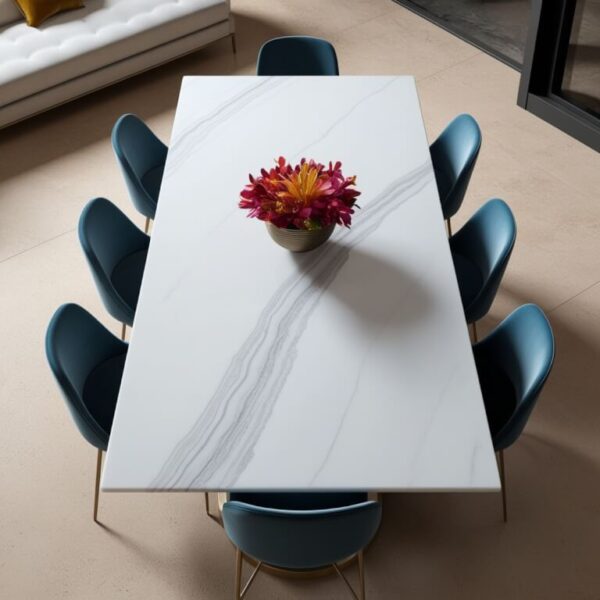 Arctic White Quartzite 8 Seater Dining Table - Image 4