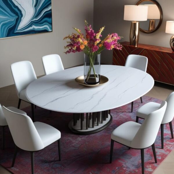 Arctic White Quartzite Dining Table - Image 4