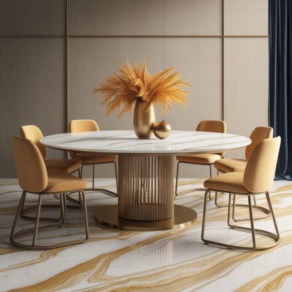 Bianco Carrara C Marble Dining Table - Image 2