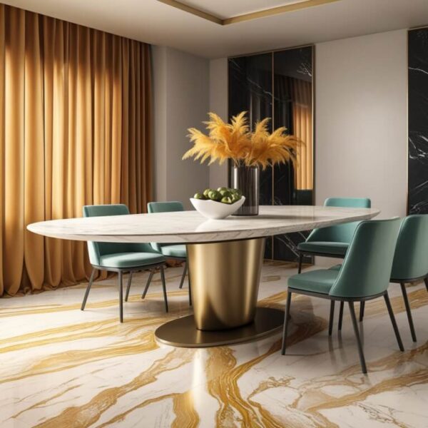 Bianco Carrara C Marble Dining Table - Image 3