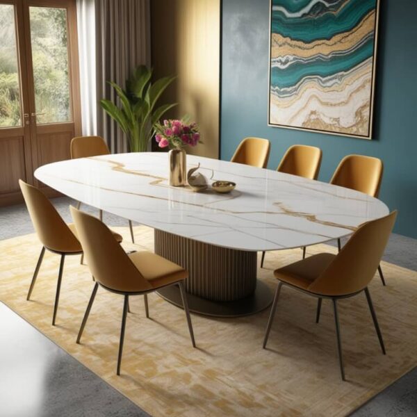 Bianco Carrara C Marble Dining Table - Image 4