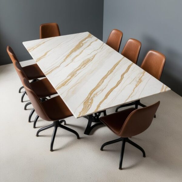 Bianco Lasa Marble 8 Seater Dining Table - Image 3