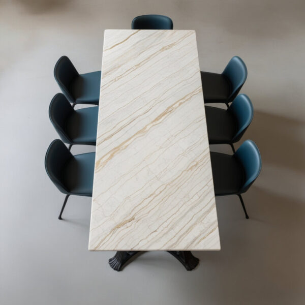 Bianco Lasa Marble 8 Seater Dining Table - Image 4