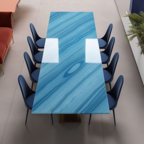 Blue Ice Quartzite Dining Table - Image 2