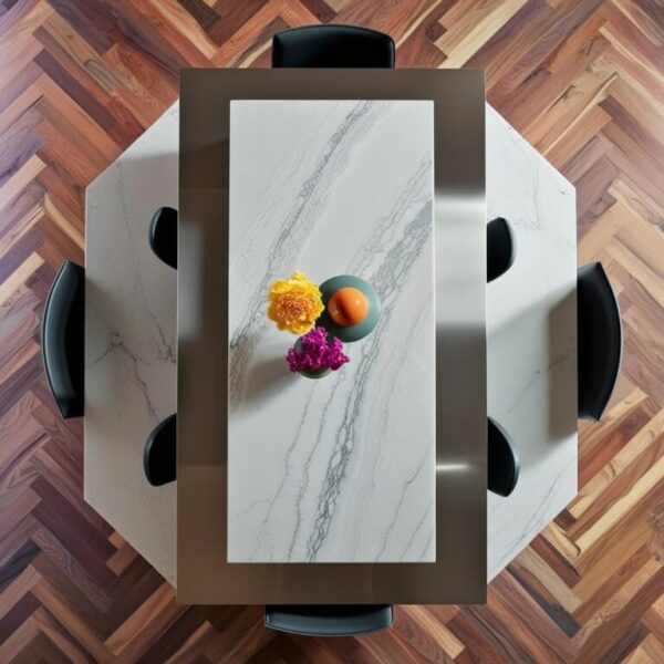Cararra Quartzite Dining Table - Image 3