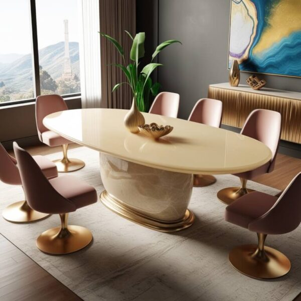 Champagne Onyx 8 Seater Dining Table