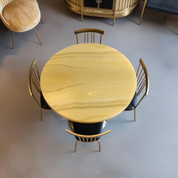 Gold Onyx 8 Seater Dining Table - Image 4