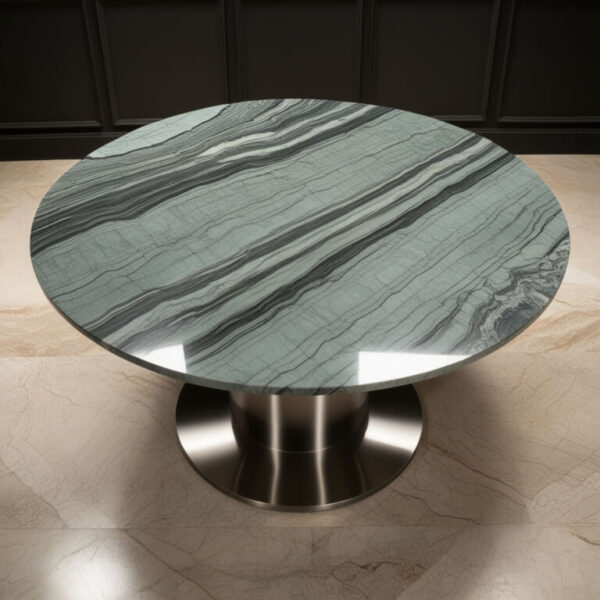 Polished Emperador Marble 8 Seater Dining Table