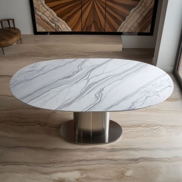 Polished Emperador Marble 8 Seater Dining Table - Image 2