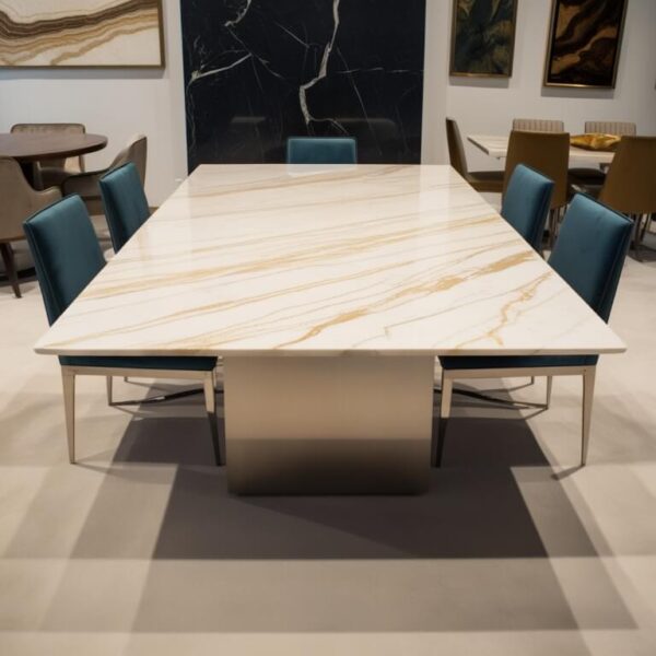 Rosso Levanto Marble 8 Seater Dining Table - Image 3