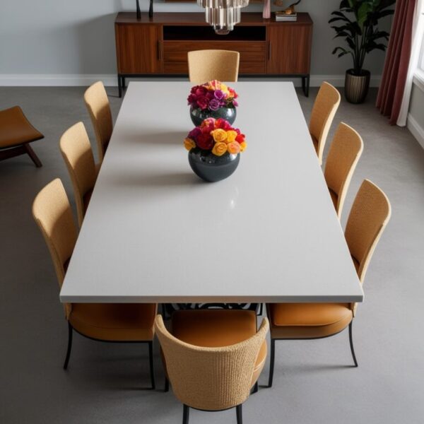 Silestone Stellar Snow Quartz 8 Seater Dining Table - Image 2