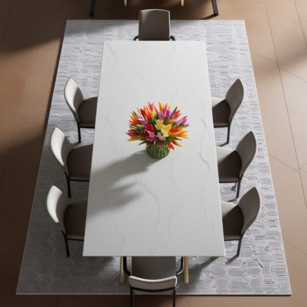 Silestone Stellar Snow Quartz 8 Seater Dining Table - Image 3