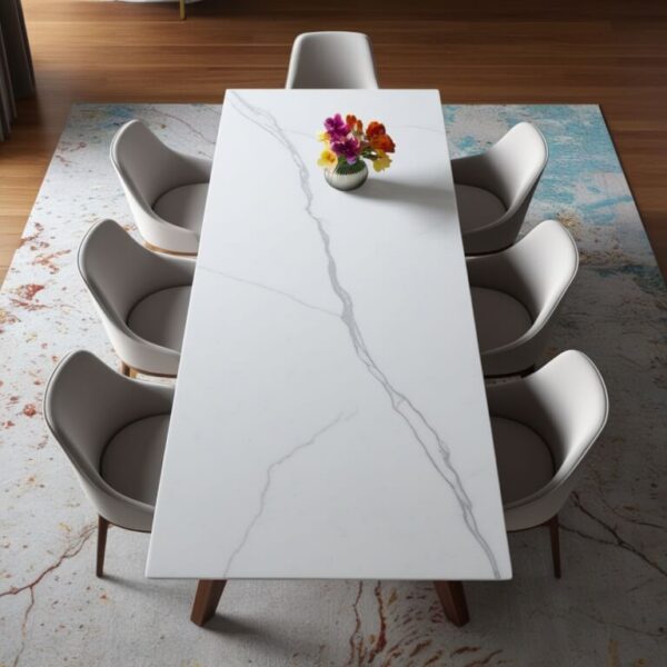 Super White Quartzite Dining Table - Image 4
