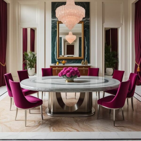 Taj Mahal Quartzite 8 Seater Dining Table - Image 4