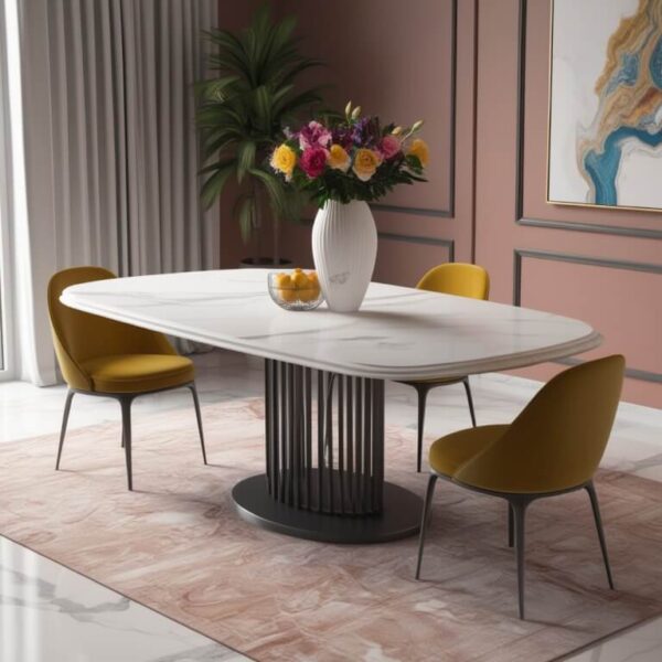 Venato White Marble Dining Table - Image 4