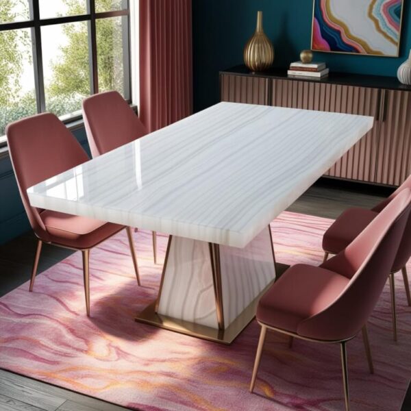 White Crystal Onyx Dining Table - Image 2