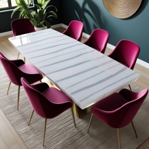 White Crystal Onyx Dining Table - Image 3