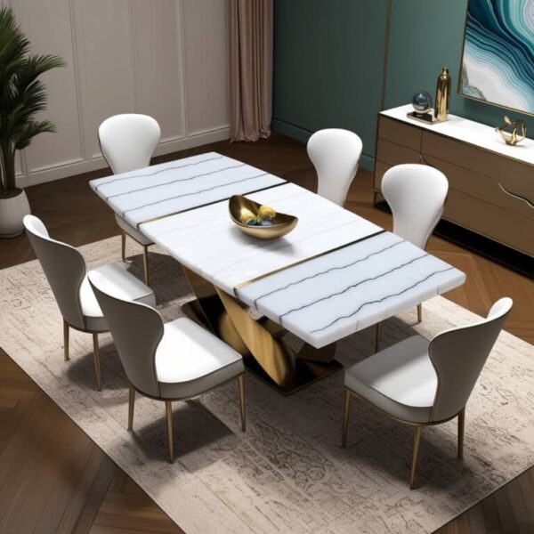 White Crystal Onyx Dining Table - Image 4