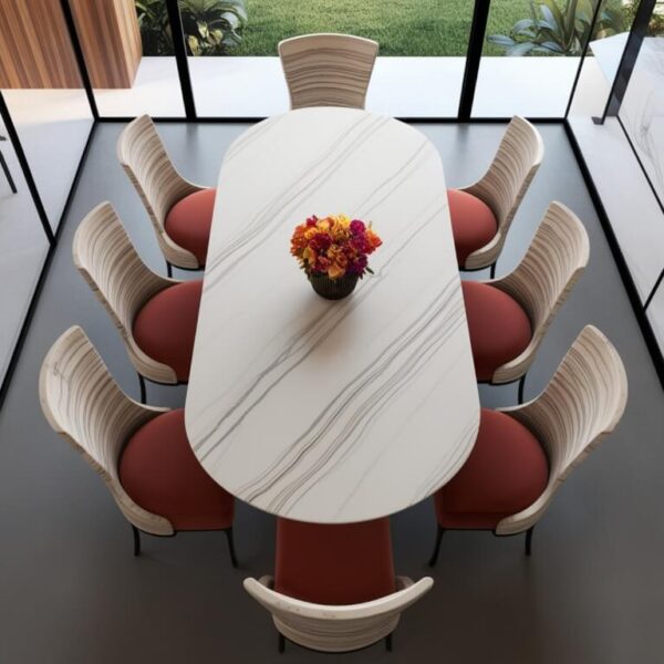 White Macaubas Quartzite 8 Seater Dining Table