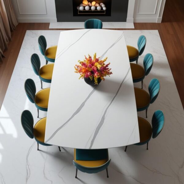 White Macaubas Quartzite 8 Seater Dining Table - Image 3