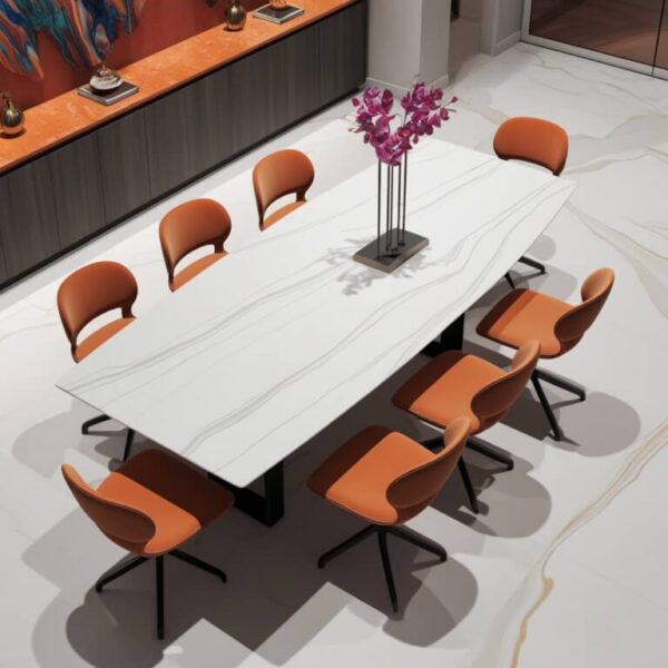White Macaubas Quartzite 8 Seater Dining Table - Image 4