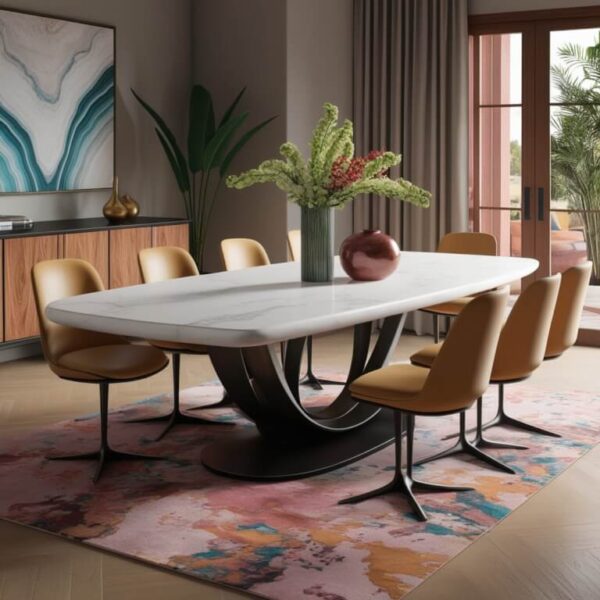 White Macaubas Quartzite Dining Table