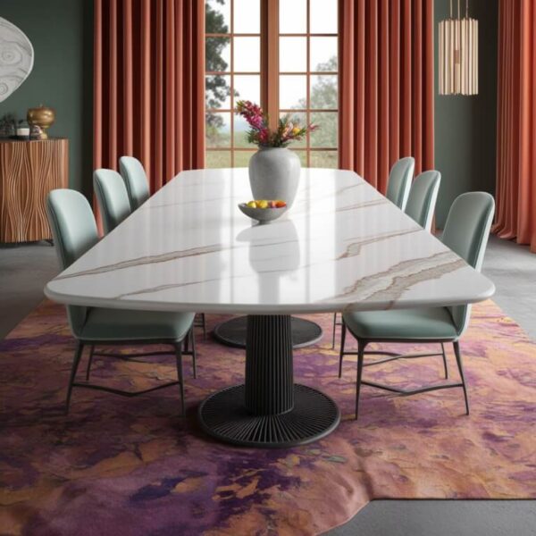 White Macaubas Quartzite Dining Table - Image 2