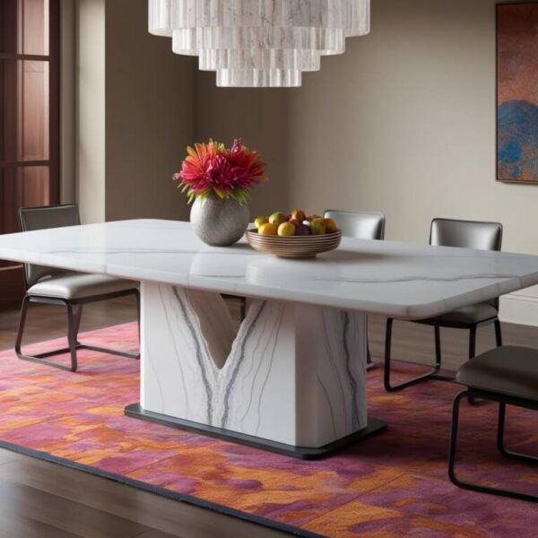 White Macaubas Quartzite Dining Table - Image 3
