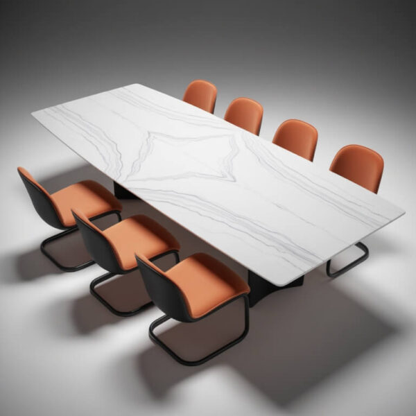 White Pearl Quartzite 8 Seater Dining Table