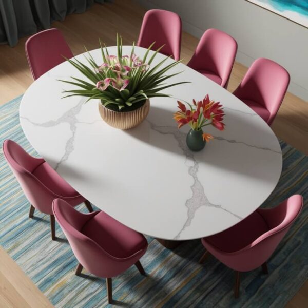 White Pearl Quartzite Dining Table - Image 2