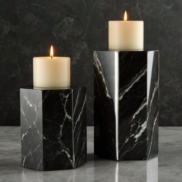 Absolute Black Granite Candle Holders