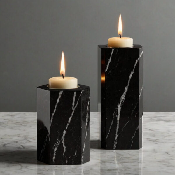 Absolute Black Granite Candle Holders - Image 3