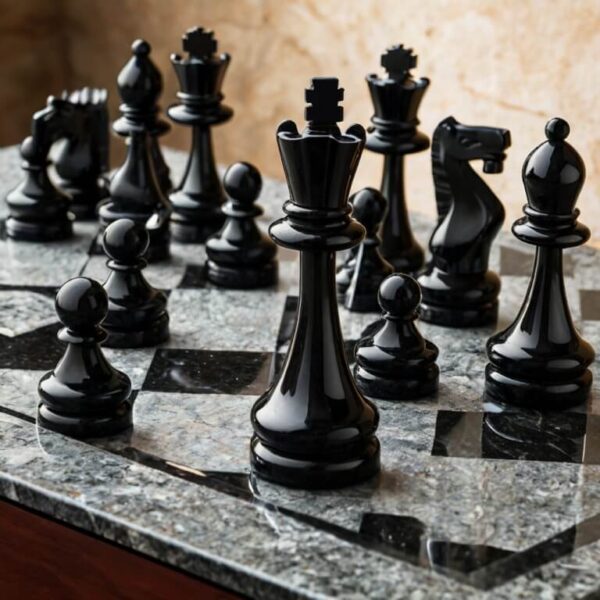 Absolute Black Granite Chess Set - Image 3