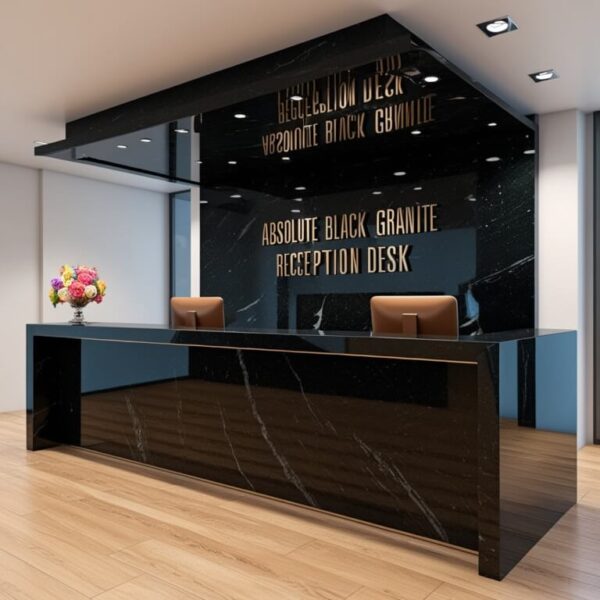 Absolute Black Granite Reception Desk - Image 4