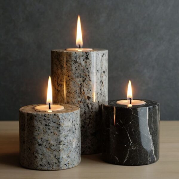 Almondine Granite Candle Holders - Image 4