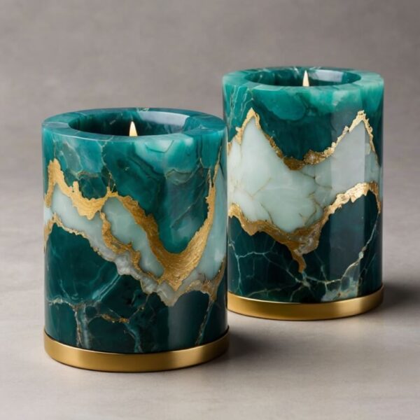 Aqua Onyx Candle Holders - Image 2