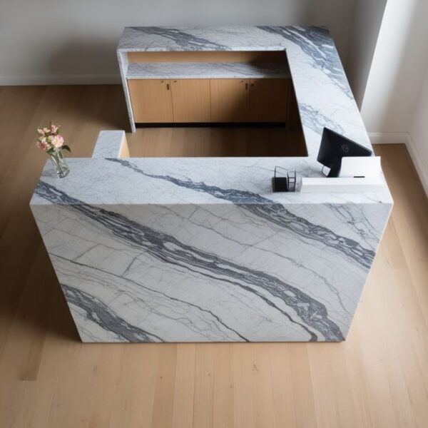 Arabescato Marble Reception Desk - Image 3