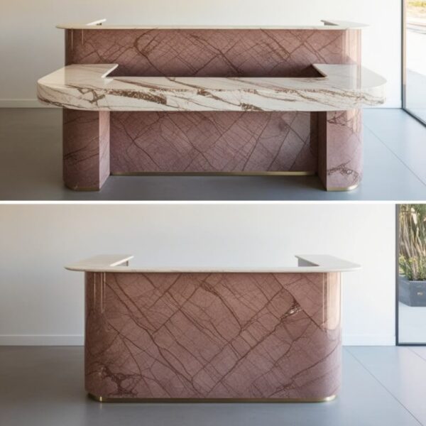 Arabescato Marble Reception Desk - Image 4
