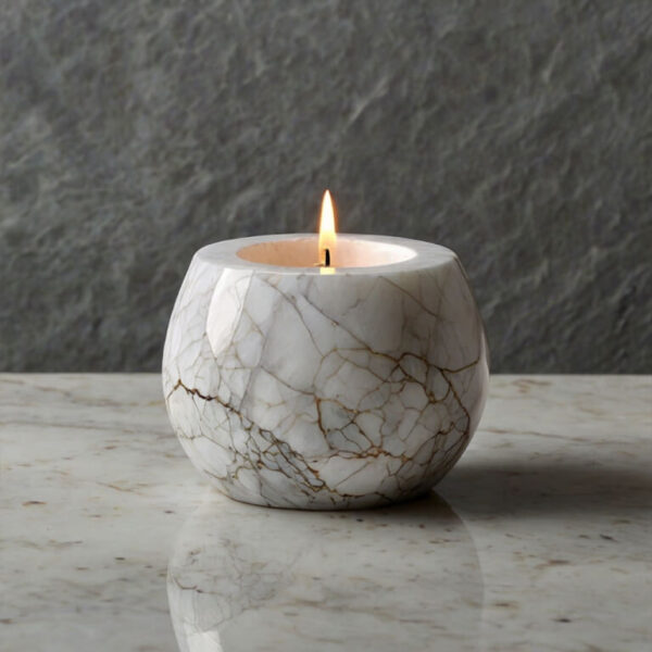 Arctic White Quartzite Candle Holders
