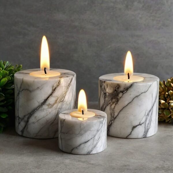 Arctic White Quartzite Candle Holders - Image 2