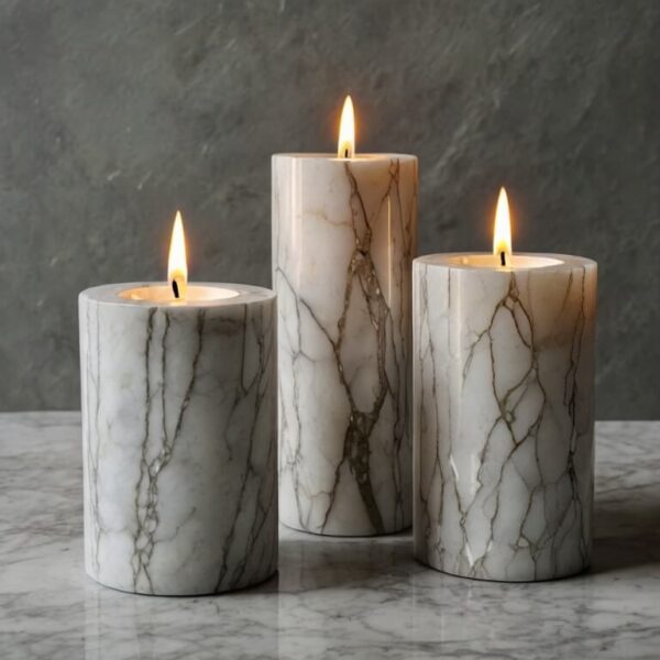 Arctic White Quartzite Candle Holders - Image 4