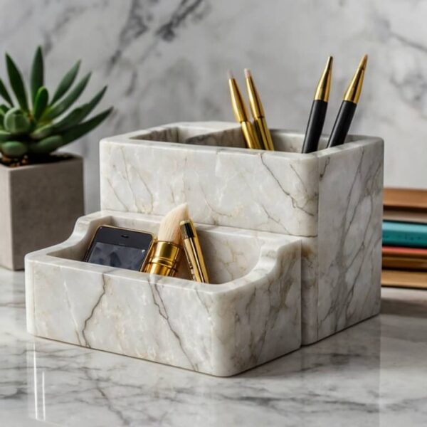 Arctic White Quartzite Desk Organizer - Image 3