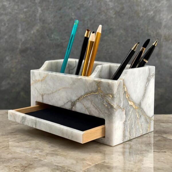 Arctic White Quartzite Desk Organizer - Image 4