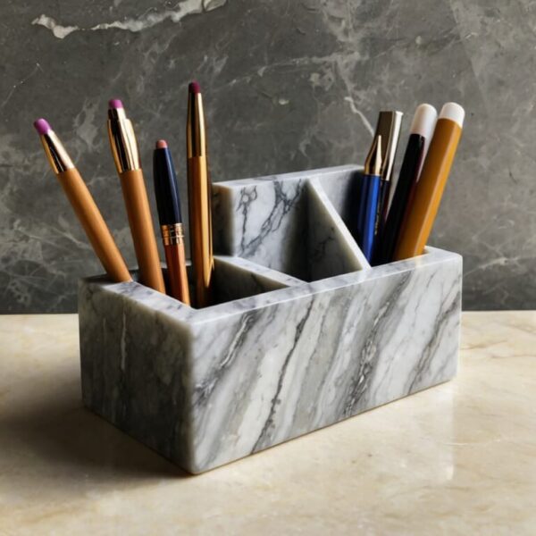 Bardiglio Marble Desk Organizer - Image 2