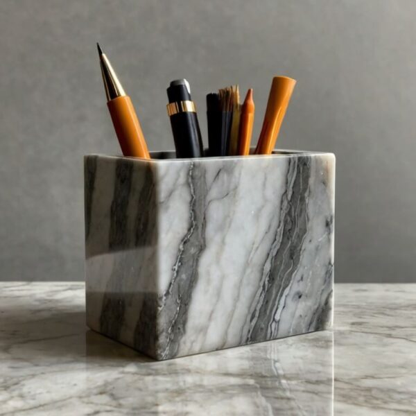 Bardiglio Marble Desk Organizer - Image 4