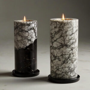Bianco Antico Granite Candle Holders