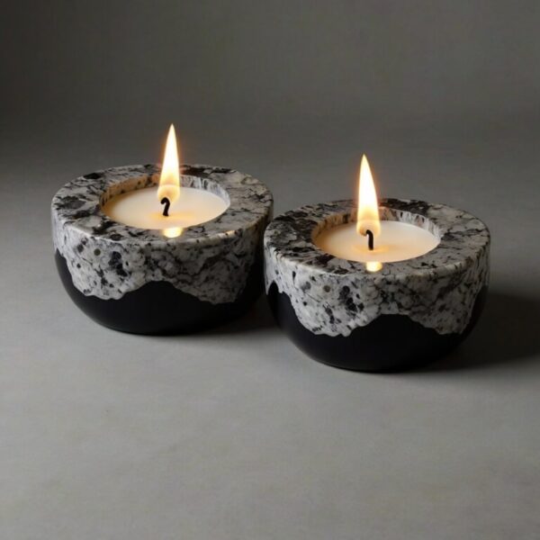 Bianco Antico Granite Candle Holders - Image 2