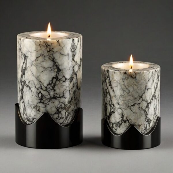 Bianco Antico Granite Candle Holders - Image 3