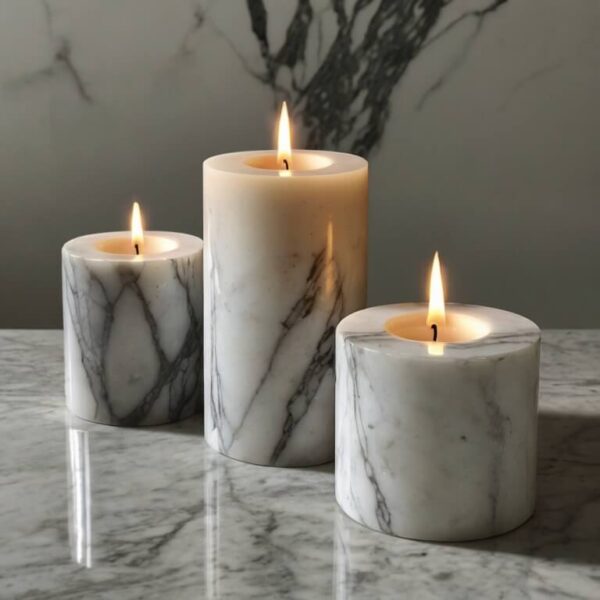 Bianco Carrara C Marble Candle Holders - Image 2